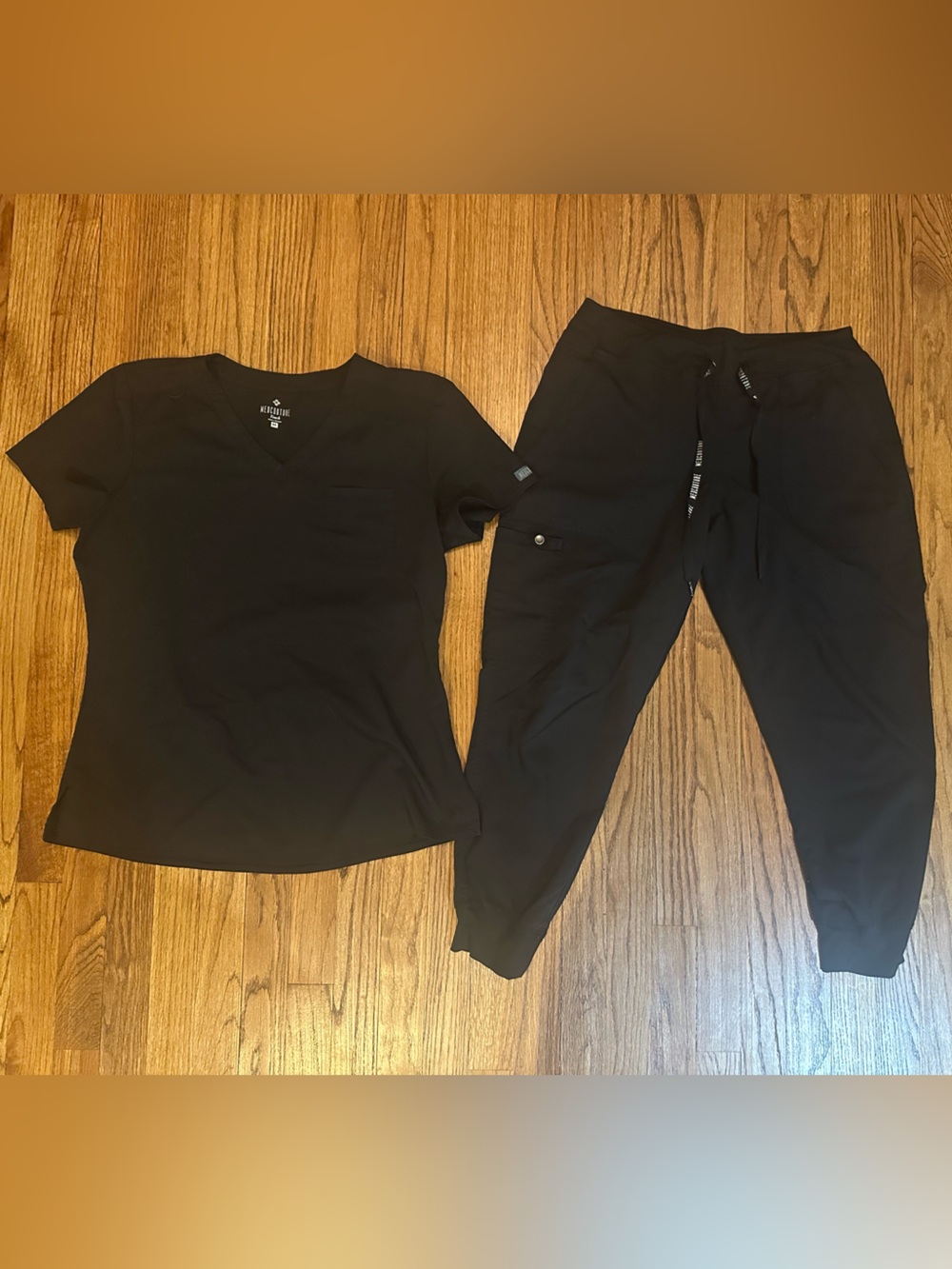 MedCouture Black Two-Piece Scrub Set- Active Set - Top & Joggers